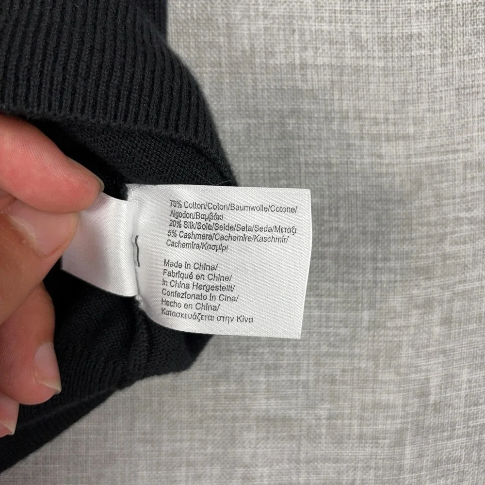 Brooks Brothers Sweater Mens XL Black 1/4 Zip Mock Neck Cotton Cashmere Pullover